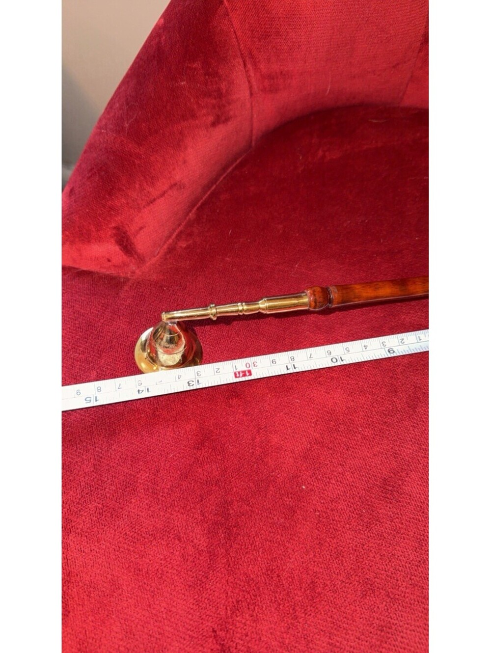 Vintage Brass Candle Snuffer 14” Long Wood Handle Made in India